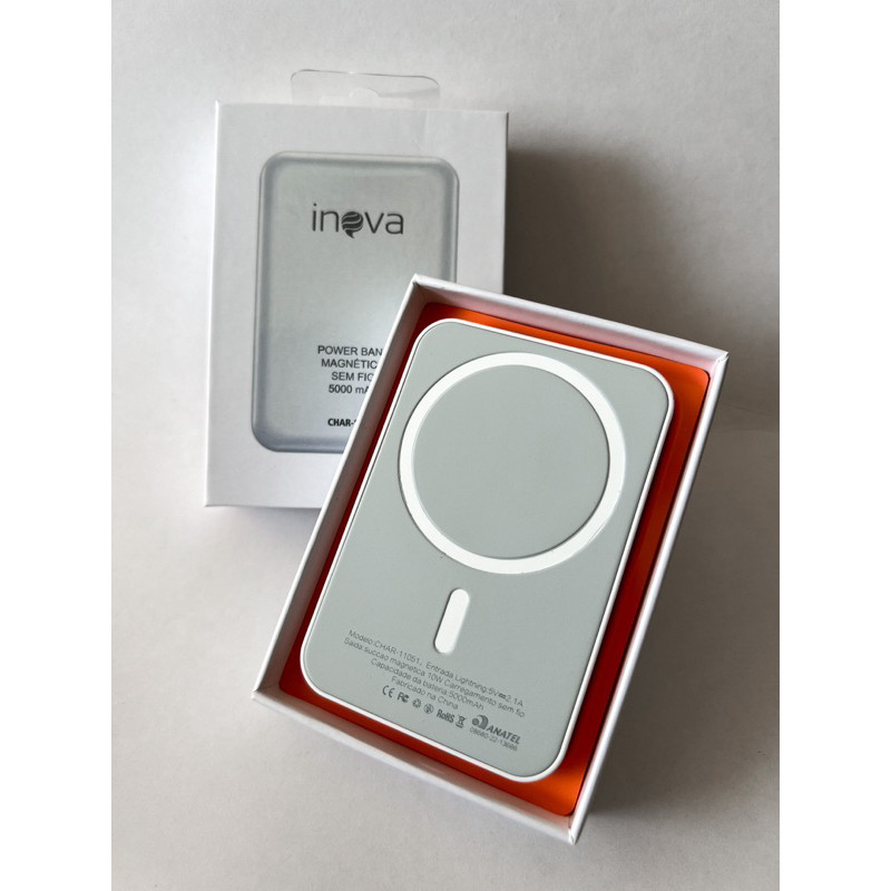 PowerBank Carregador por Indução Magnético IPHONE 10W sem Fio 5000mAh INOVA