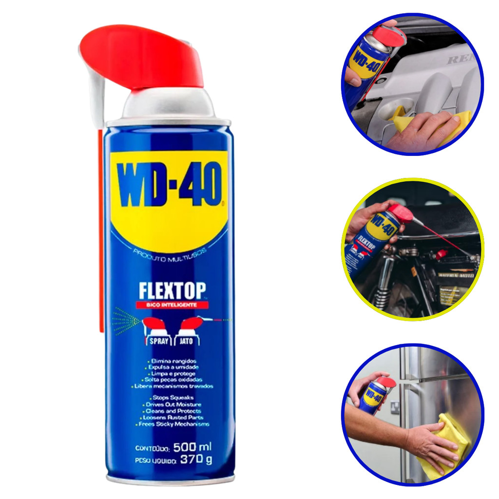 Óleo Lubrificante Desengripante Desincravante Multiuso Wd40/Wd-40 Spray Aerossol 500ml Flextop em Oferta na Shopee