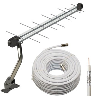 Kit Antena Digital Externa Log 16 + 8 Mts Cabo + Suporte em Oferta na Shopee