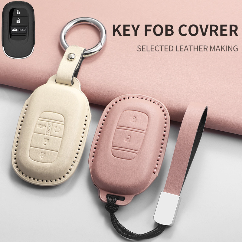 Nova capa de couro para chave de carro com controle remoto, adequada para Honda Civic FE, HRV 2024 2025, Accord, CR-V, a