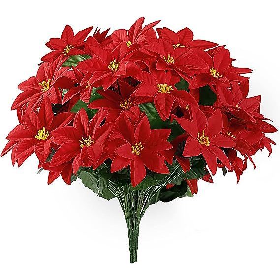 Flores artificiais de natal Yipin flores vermelhas adequadas para varanda casa jardim interior decoração ao ar livre