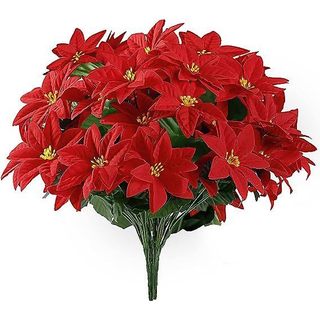 Flores artificiais de natal Yipin flores vermelhas adequadas para varanda casa jardim interior decoração ao ar livre