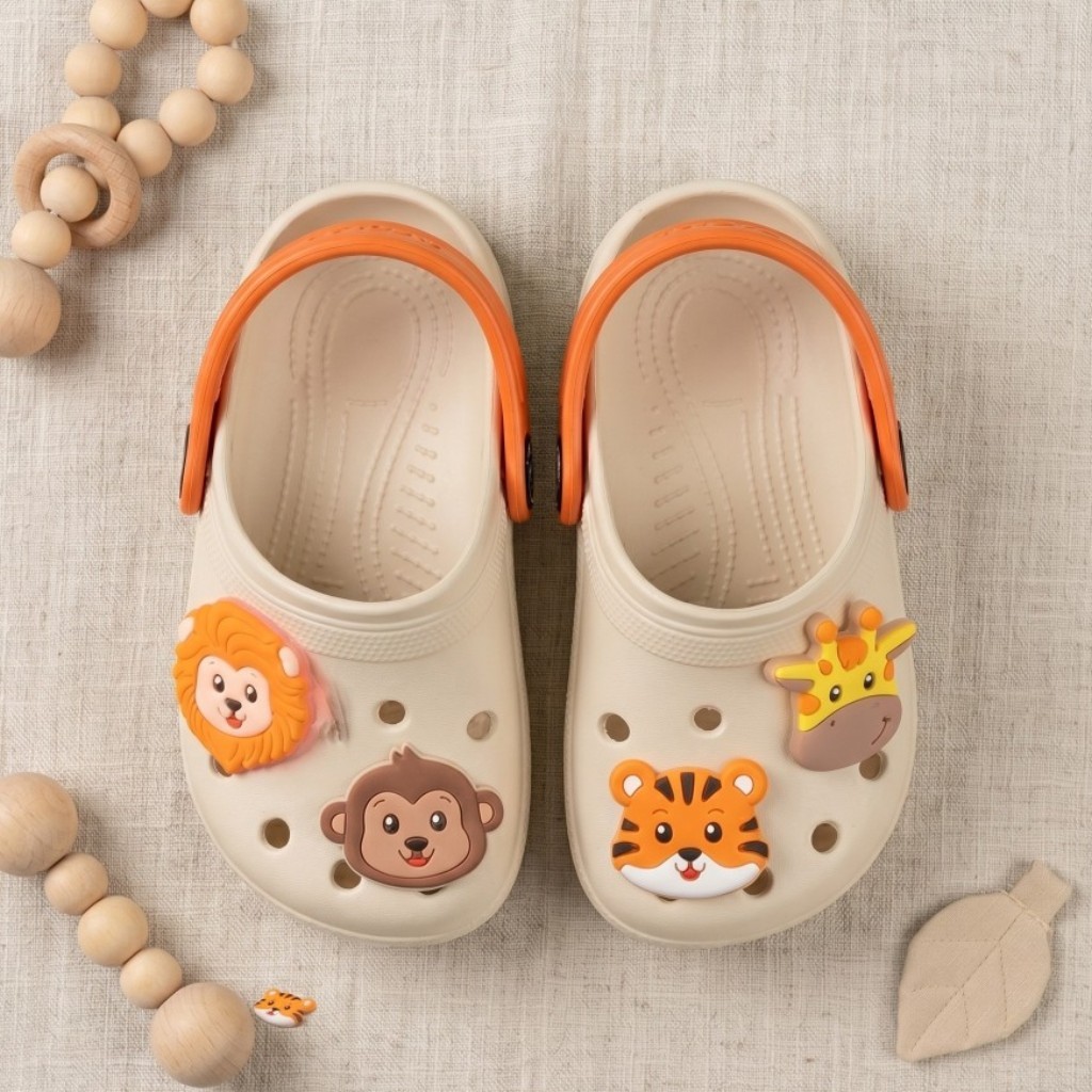 Sandália Menino Infantil Confortável Macia Leve Casual Antiderrapante Casual Dia a Dia Animais Safari