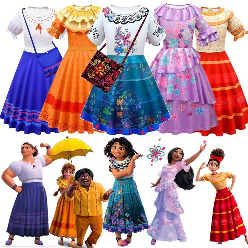 Fantasia de Cosplay Encanto Mirabel Madrigal para Mulheres Adultas, Vestido de Princesa para Festas USMK