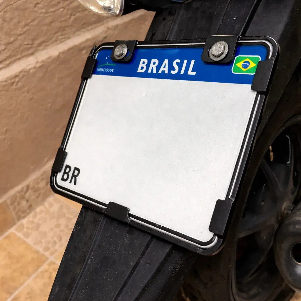 Moldura Protetor Placa Mercosul Moto Suporte Fixação Universal