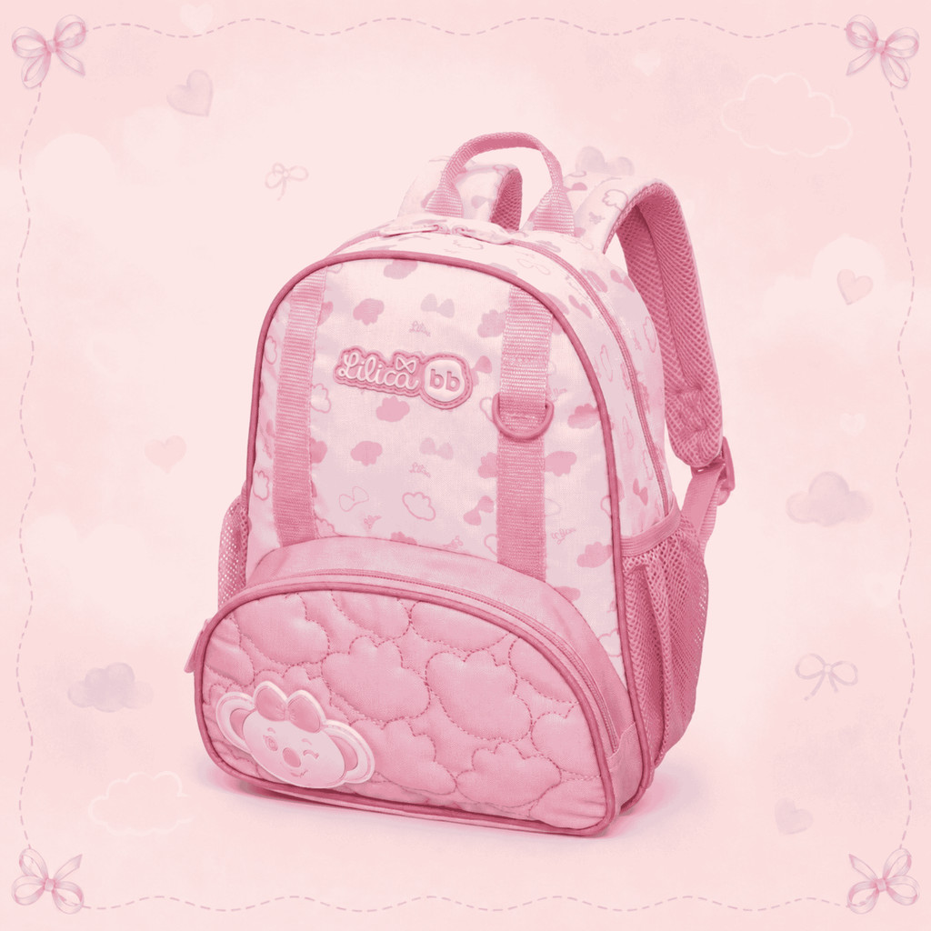 Mochila Costas Lancheira Garrafa Inox Lilica Ripilica Glow