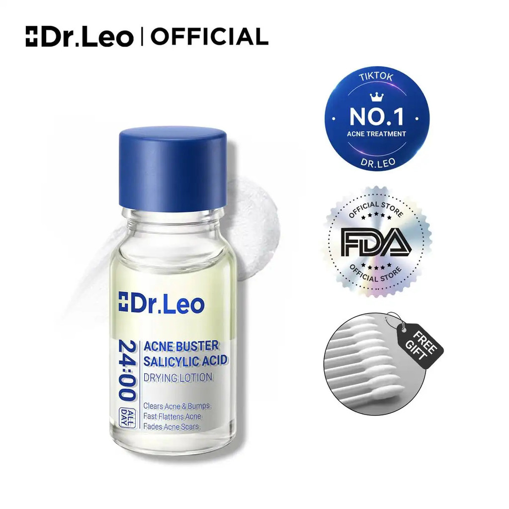 Loção Secante para Acne e Espinhas Dr.Leo 24H |   Ácido Salicílico + Enxofre + Niacinamida |   Produto Viral |   Alívio 