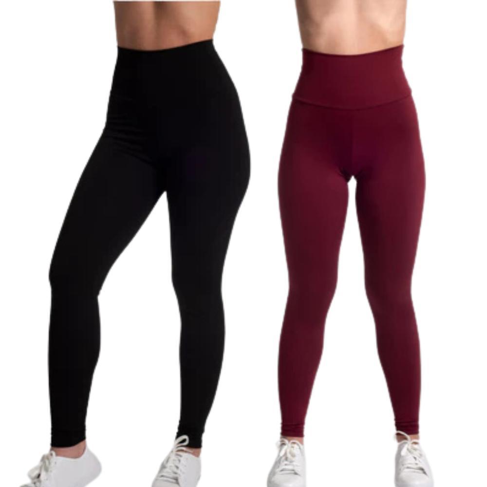 Kit 2 Calça Legging Feminina Fitness Cintura Alta Academia Casual Zero Transparência Adulto Conforto