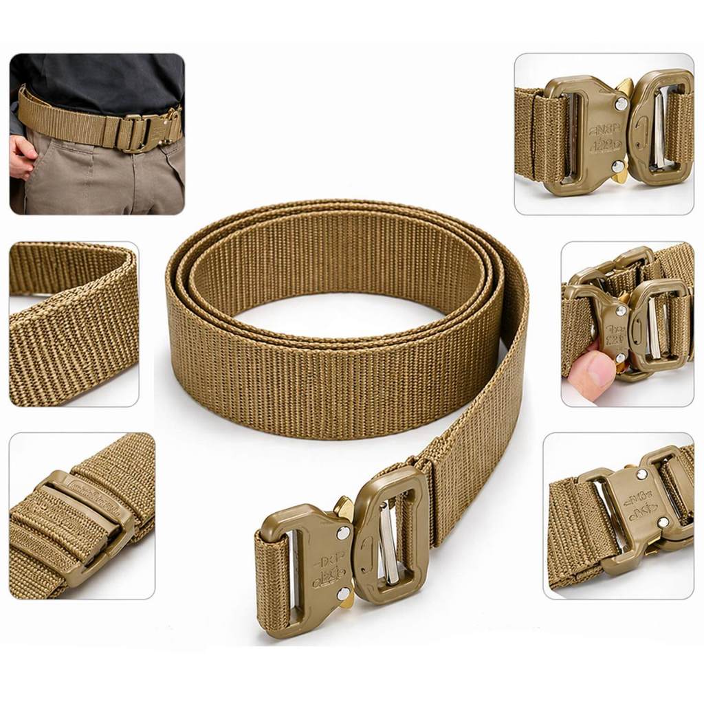 Cinto Masculino Cinto Tático Nylon Com Fivela Rápida Ajustável Resistente Dourado