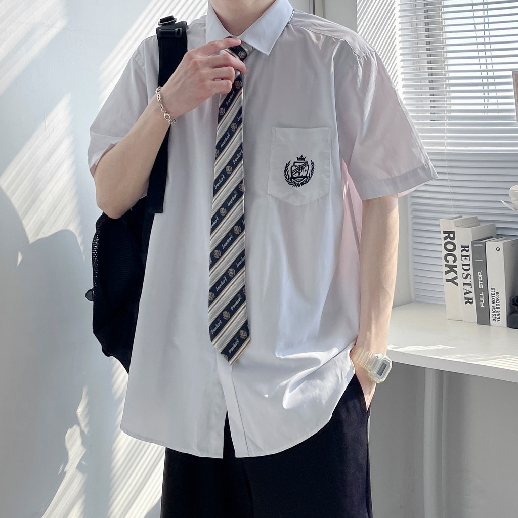 Dk uniforme masculino verão camisa de manga curta estilo japonês estilo Preppy roupas masculinas casal roupas nicho topo