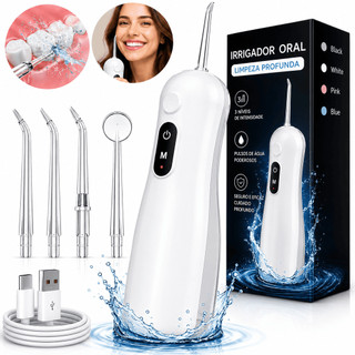 Irrigador Oral Elétrico Fio Dental 300ml 3 Modos De Limpeza Jato De Água Portátil Higienizador Bucal Recarregável Bivolt