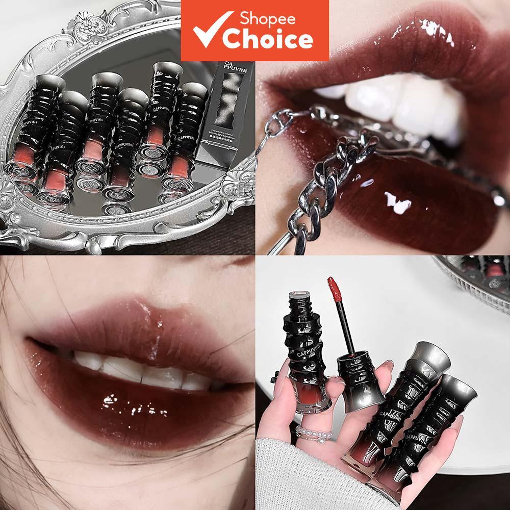 CAPPUVINI Glossy Lip Glaze Coreano Cristal Vidro Tint Batom À Prova D'água De Longa Duração 6 Tons