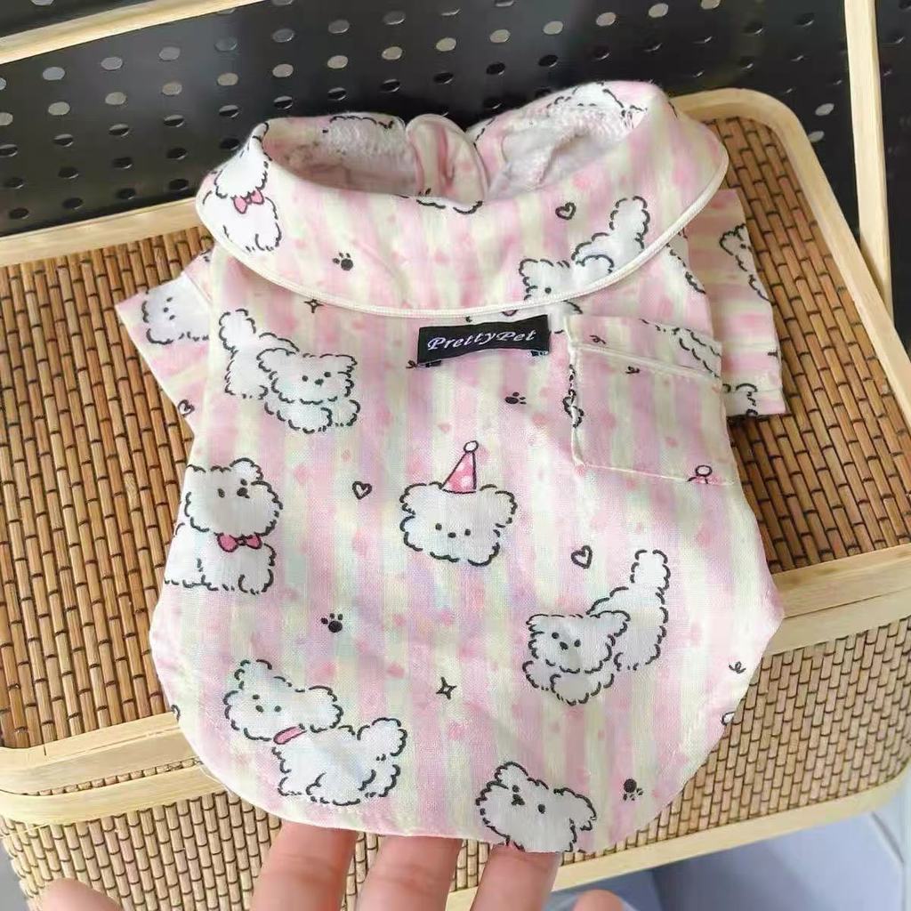 Primavera outono Pet Bottoming pijamas de manga curta roupas de lã fina estilo ocidental Anti-fiapos estilo fino novo es