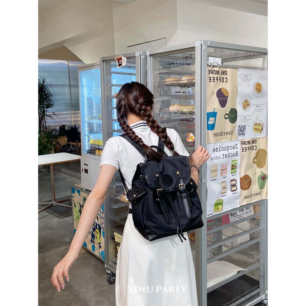Retro nicho moda mochila 2023 novo estilo costura Oxford pano estilo Preppy saco de escola Commuter estudante mochila