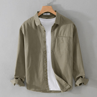Algodão puro outono camisa de manga comprida masculina solta na moda japonês Casual roupas masculinas algodão All-Match 