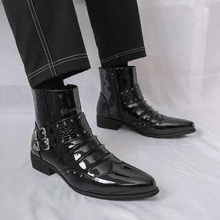 Estilo britânico na moda botas de couro de alta qualidade dos homens versão coreana Martin botas boate palco moda botas 