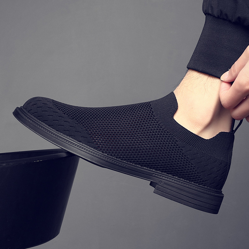 2026 primavera verão novo estilo voando tecido sapatos masculinos na moda respirável malha estiramento meias sapatos des