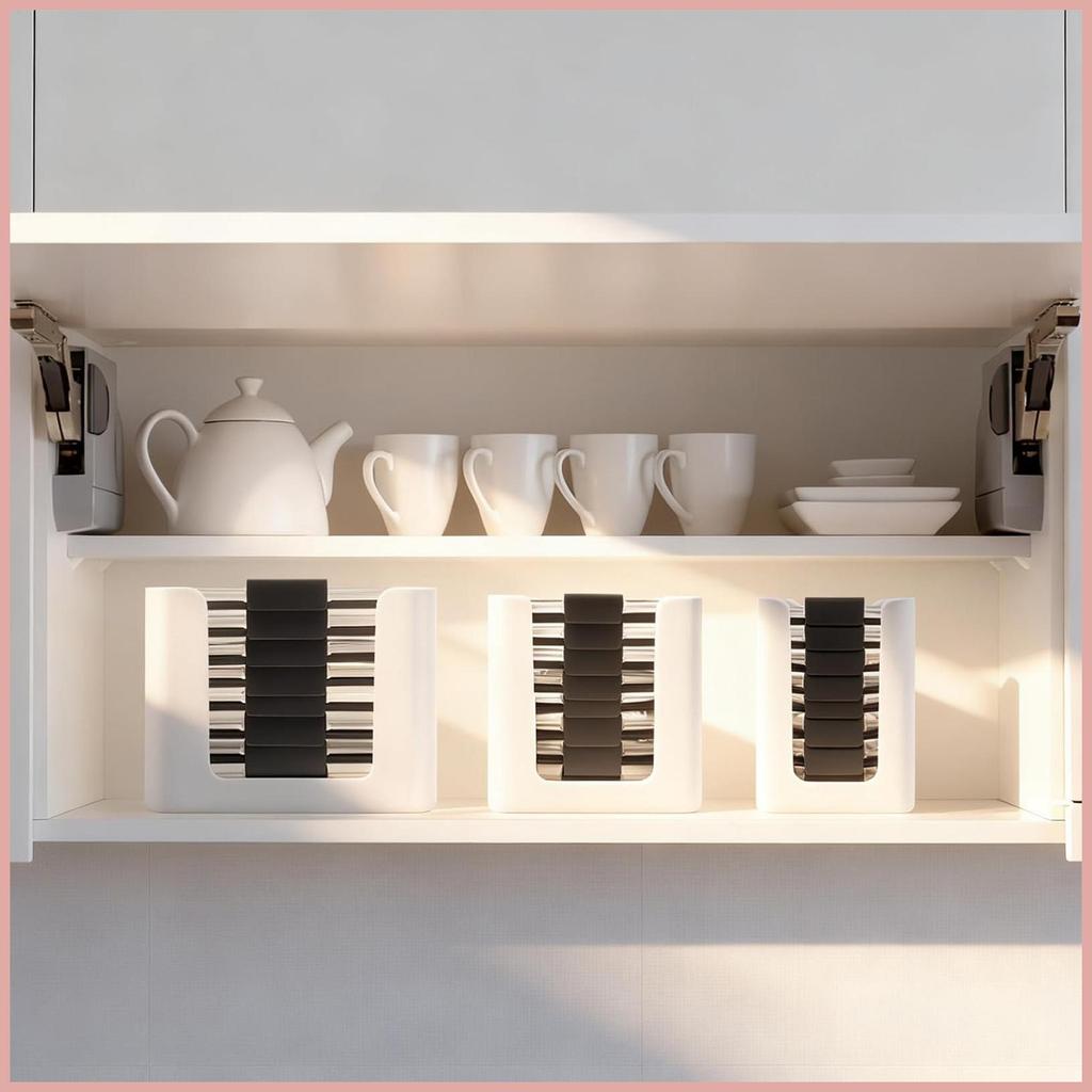 Organizador De Tampa Para Armário , 3 Peças , Prateleira Empilhável , Recipiente De Alimentos , Cozinha , Despensa , Alm