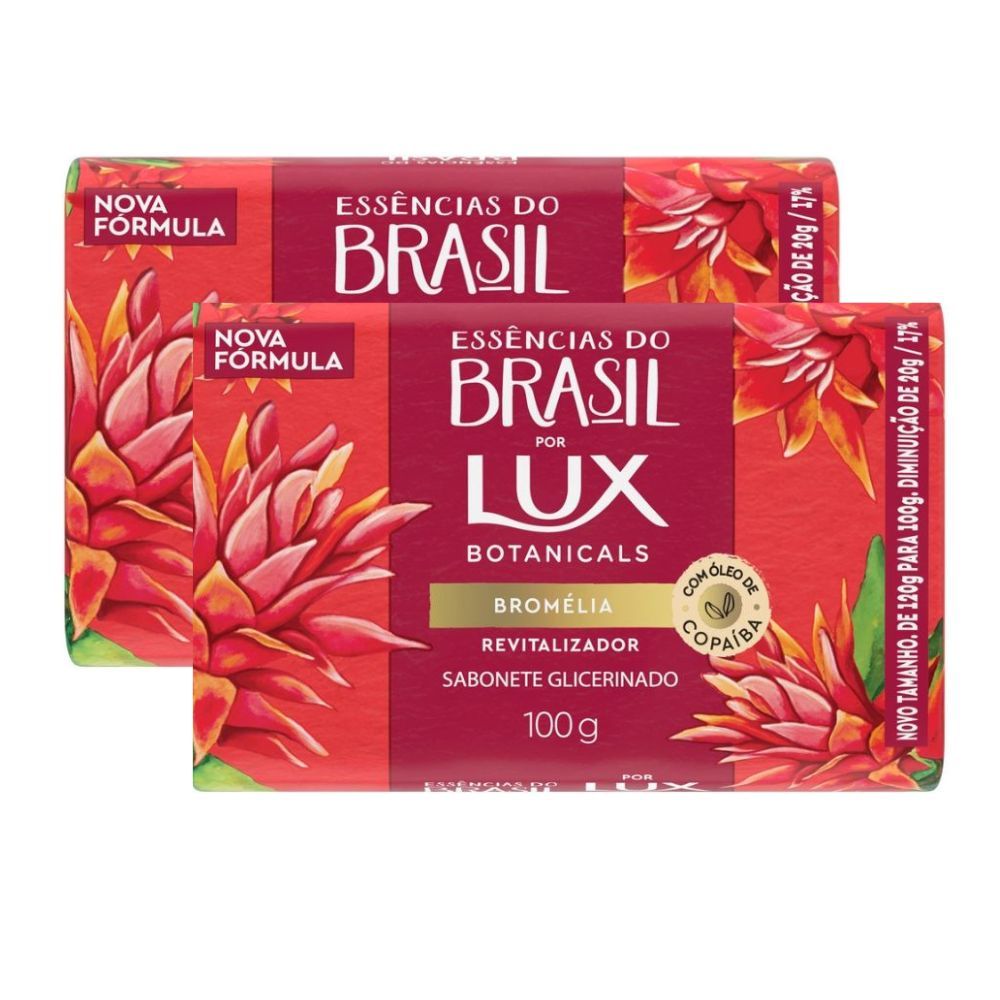 Kit 2 Sabonete em Barra LUX Essências do Brasil Bromélia 100g