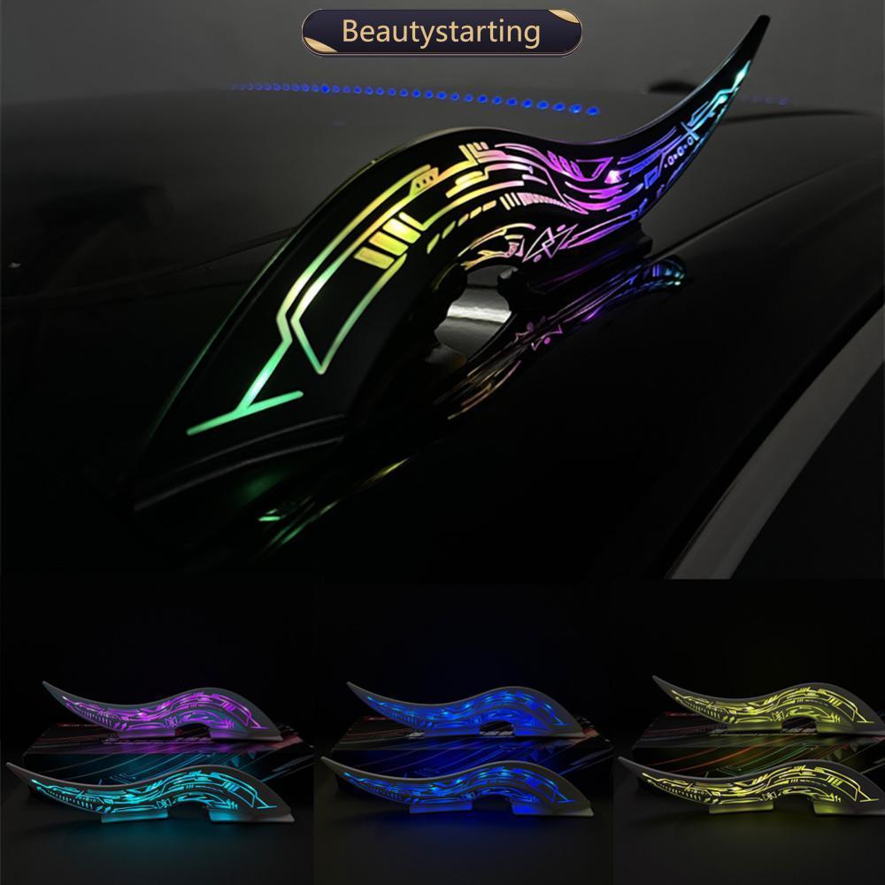 BEAUTYSTARTING Par De Barbatanas De Teto De Carro Com 32 Modos De Luz LED Buzina De Dragão Touch Regulável À Prova D'águ