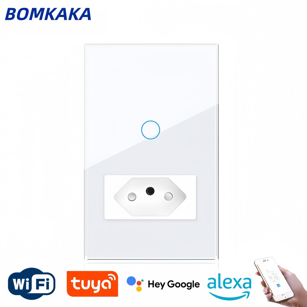 Tomada Wi-Fi com Interruptor Inteligente (1 ou 2 Botões) — Compatível com Alexa e Google