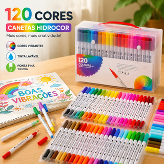 Kit 24/36/48/60/80/Colors 2 in 1 Brush Lettering Pen and Fine Tip Dual Pen Coloring Drawing Marker