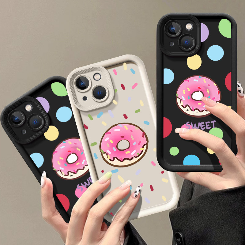 Doce Donut Padrão Caso De Telefone Para Samsung Galaxy A05 A05S A15 A25 A35 A55 A04 A04S A14 A24 A34 A54 5G Fosco Capa D