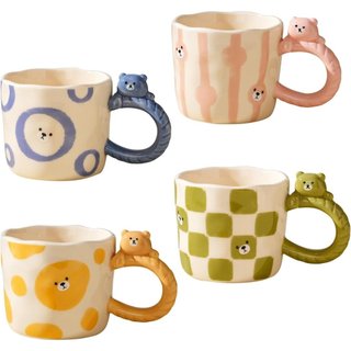 Caneca de Cerâmica com Urso em 3D - 11 oz, Esculpida à Mão, Caneca de Café Fofa, Presente Único para Aniversário e Natal
