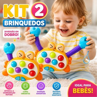 Pop IT Estica Puxa Brinquedo Caranguejo Infantil Divertido Interativo Com Som E Luz