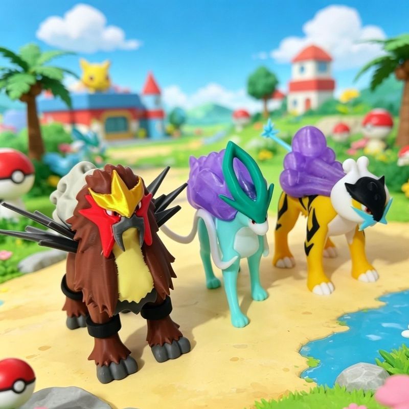 Produtos mais vendidos Pokémon Pokémon Feito à mão Lendária Besta Mítica Ray Gong Yandi Suijun Coleção de impressão 3D m
