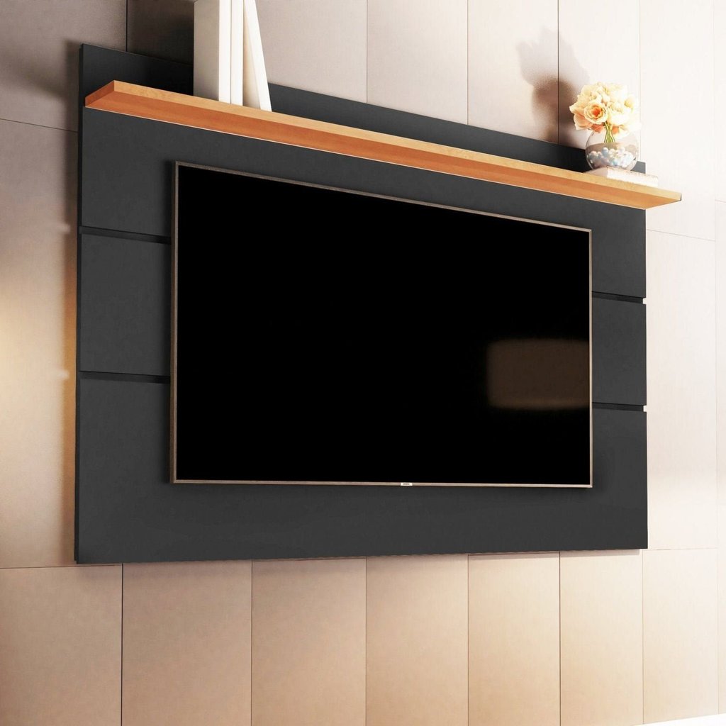 Painel para TV até 72 Polegadas MDF 180CMX133CM 1 Prateleira Vivare New Preto Preto/Freijó