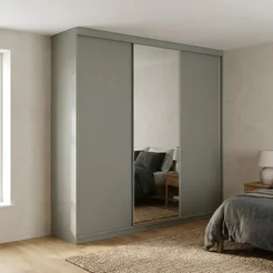 Guarda-Roupa Casal 3 Portas e 1 Espelho 100% MDF Geneve Cinza/Urbi Urbi