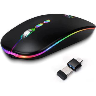 Mouse sem fio HOTLIFELED, fino, recarregável, silencioso, portátil, óptico USB 2.4G, sem fio, Bluetooth de modo duplo, c