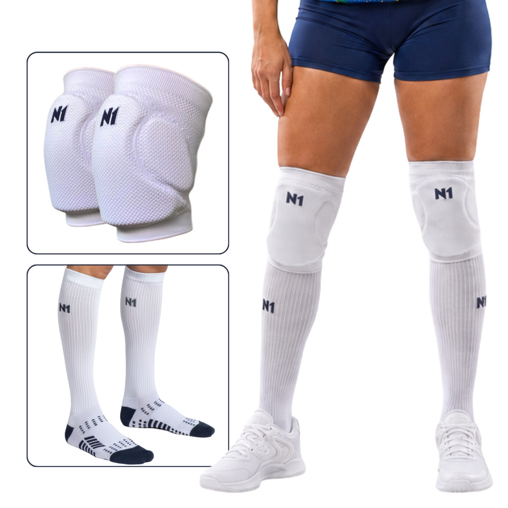 Kit Vôlei Joelheira Spry + Meião N1 Sport Brasil CBV VNL
