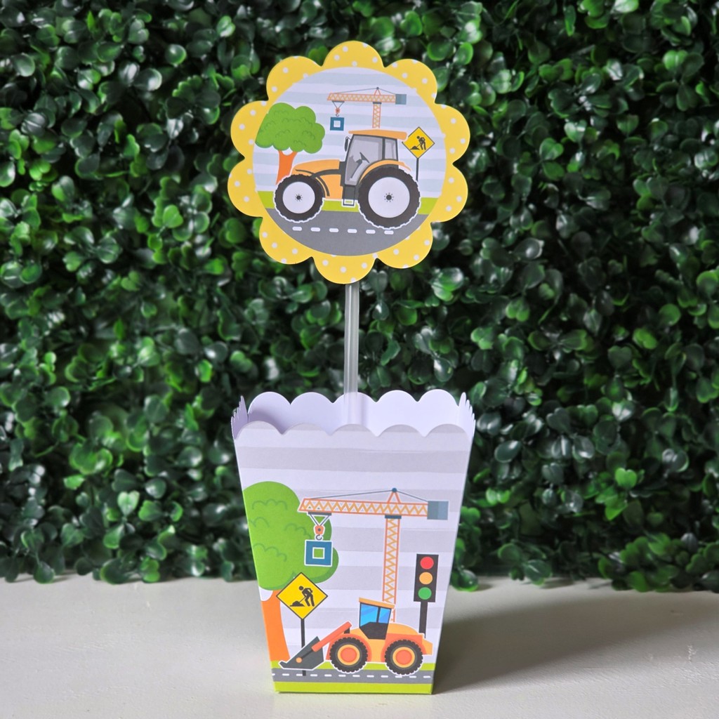 Centros de mesa Trator Construtor - PEGUE E MONTE - PRONTA ENTREGA kit festa Lembrancinhas decoração personalizados