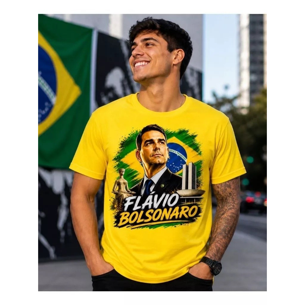 Camiseta Flávio Blsonro 100% Algodão Masculina - Feminina Patriota Direita Camisa Premium