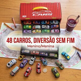 Kit 48 Carrinhos de Metal Magnéticos com Tração por Atrito – Pista Transformável Brinqued…