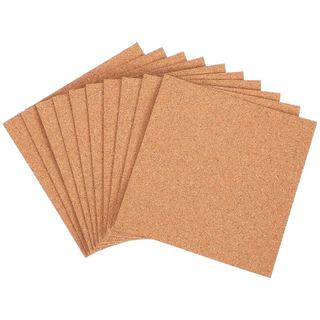 10 Peças de Folhas de Cortiça Autoadesivas, Quadrados de Cortiça 4"x 4" para Porta-Copos e Tapetes com Adesivo Forte, Mi
