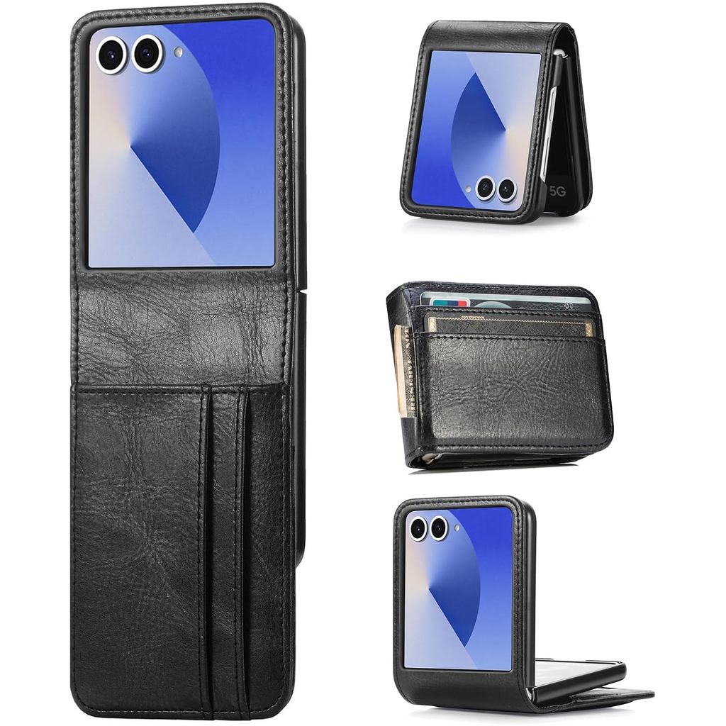 Capas para Galaxy Z Flip 7, Capa Carteira, Estilo Empresarial, Couro PU Premium,