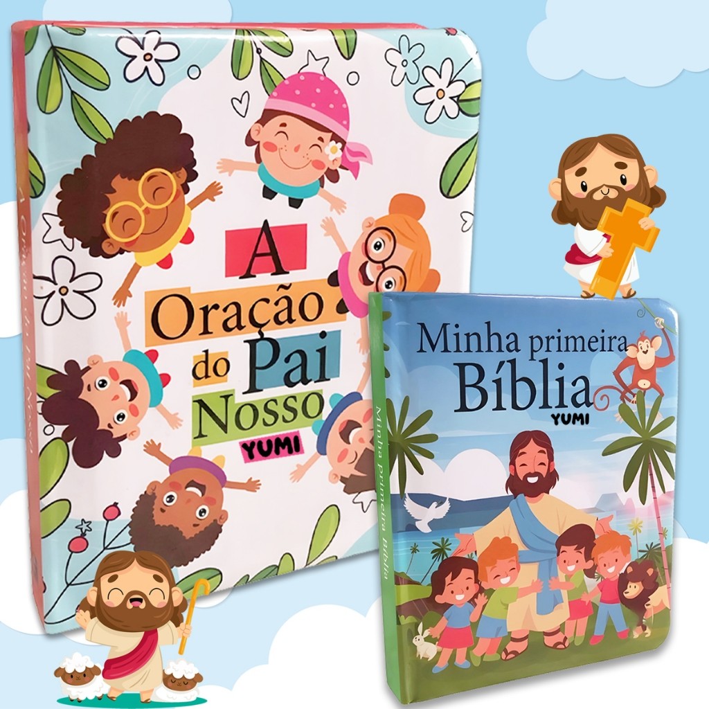 Kit Minha Primeira Bíblia + A Oração do Pai Nosso - Livro Infantil Almofadado (C