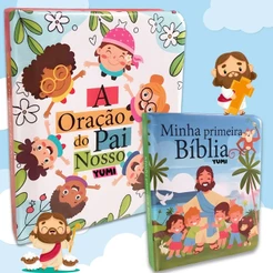 Kit Minha Primeira Bíblia + A Oração do Pai Nosso - Livro Infantil Almofadado (Capa Dura) 0 a 8 anos