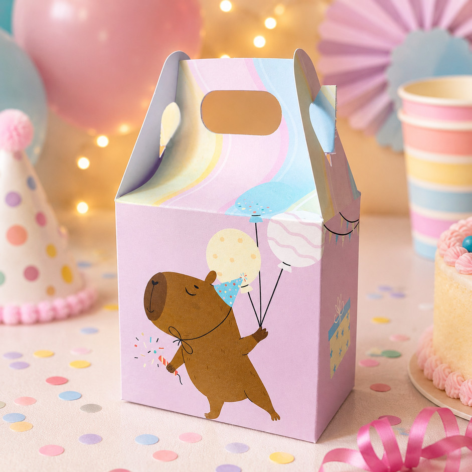 Kit 10/20/30 Maletas Capivara Rosa - Caixinhas Lembrancinha Aniversário Infantil (Pegue e Monte)