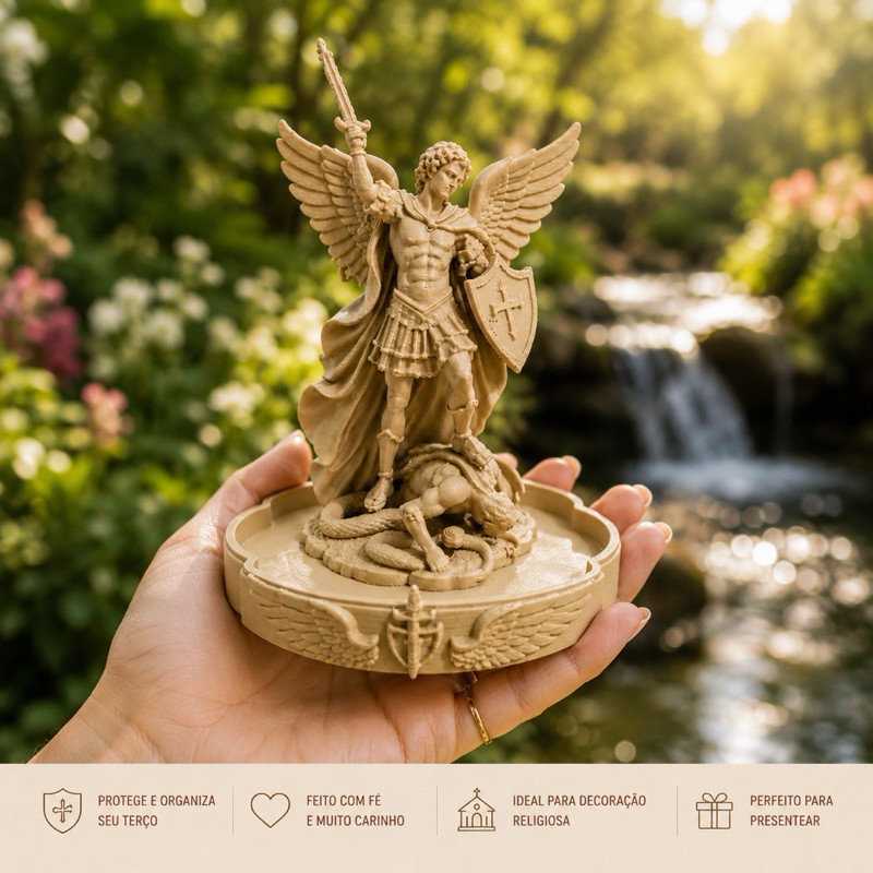 São Miguel Arcanjo Estatua decorativa, cantinho oraçao presente catolico lembrança religiosa