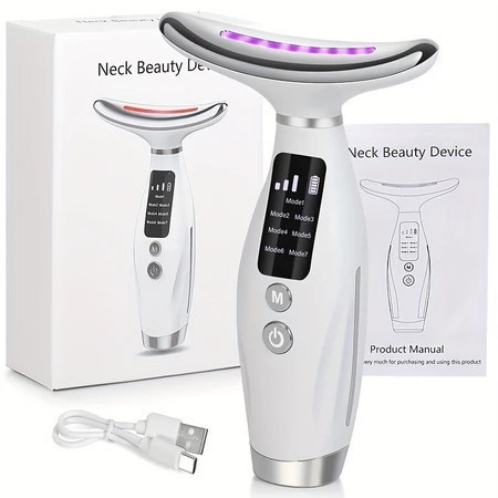 Massageador De Pescoço e Rosto LED Vibração Fototerapia Para Rejuvenescer Firmeza Anti-Rugas