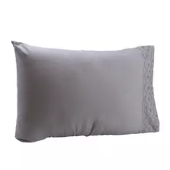 2 Fronhas Bordado Belle Maison 50x70cm Cinza Escuro