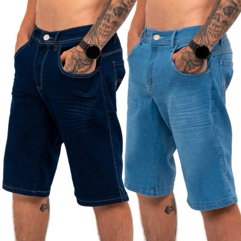 Kit 2 Bermudas Jeans Masculina Lycra Elastano Envio Rápido