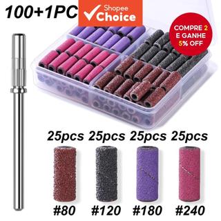 Kit 100 Mini Lixas com 1 Broca Mandril, Acessórios para Manicure e Lixamento de Unhas em …