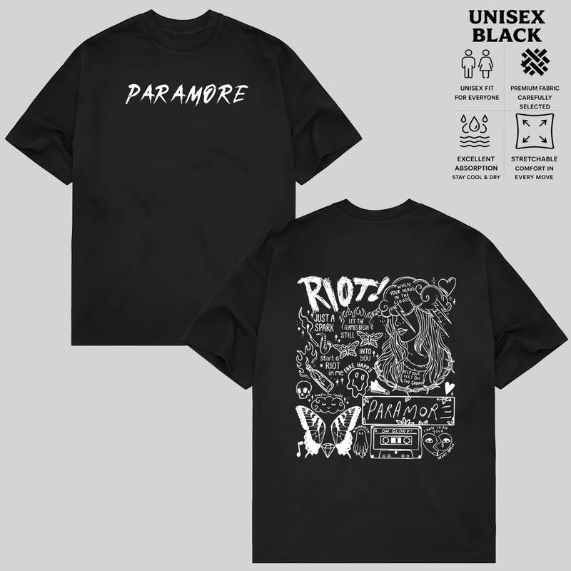 「Algodão Premium Unissex」Soul Tee Camiseta Paramore Riot Era estampa confortável moderna atemporal moda