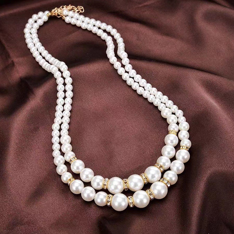 Colar de pérola de diamante feminino, colar de banquete de moda, colar de vestido de noite, design luxuoso