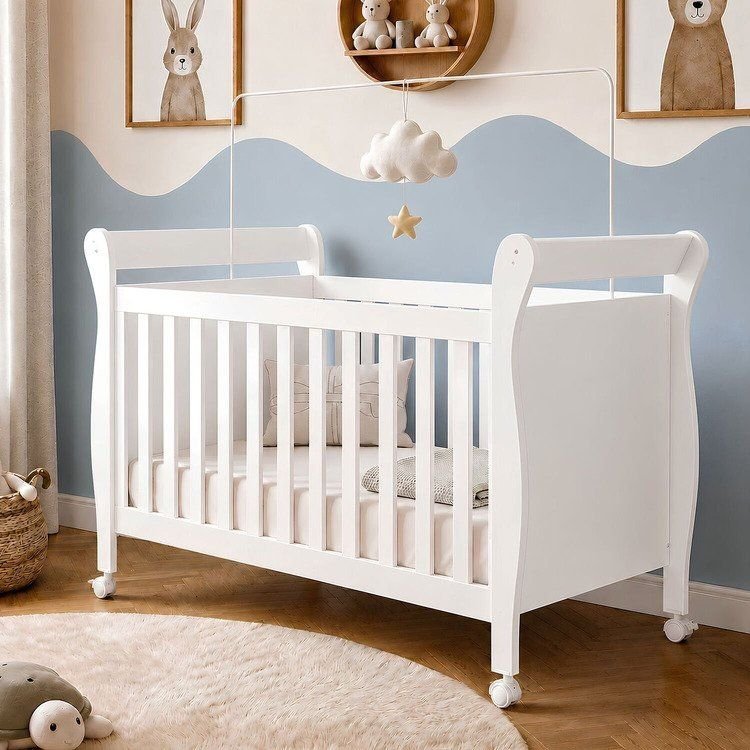 Berço Mini Cama 100% MDF Slim com 3 Níveis de Altura Branco